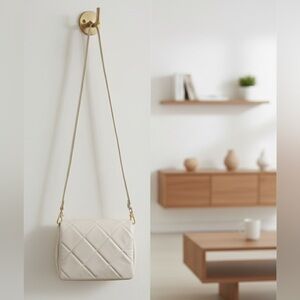 Genuine Leather Quilted Cream Crossbody Bag